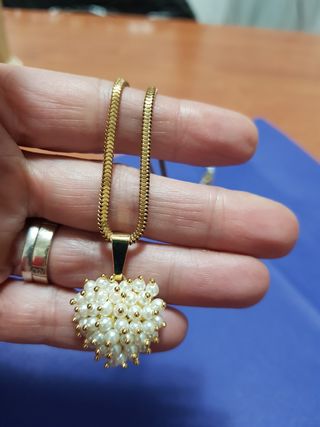 Collana argento laminato ciondolo perle