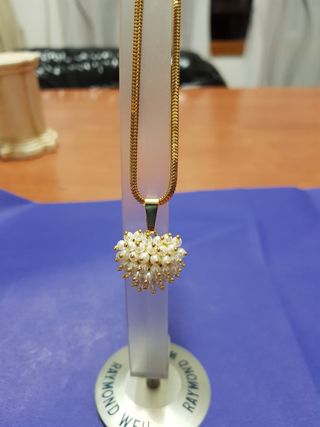 Collana argento laminato ciondolo perle