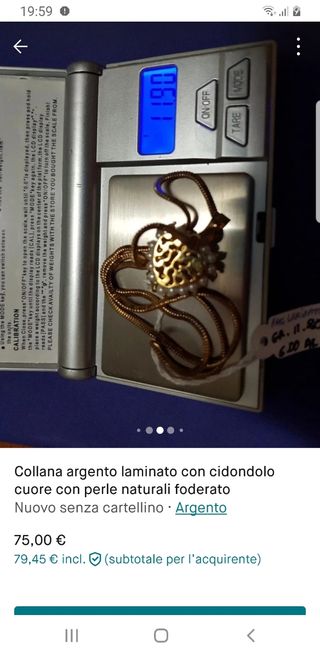Collana argento laminato ciondolo perle