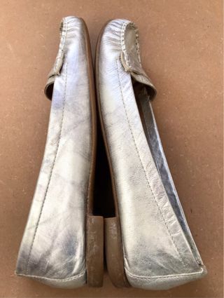 scarpe basse in pelle argentata