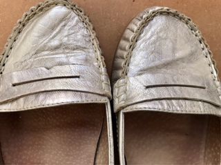 scarpe basse in pelle argentata