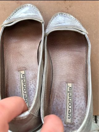 scarpe basse in pelle argentata