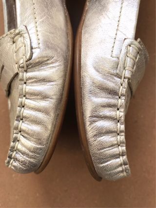scarpe basse in pelle argentata