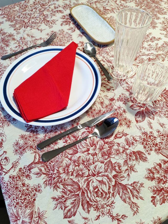 Mantel toile de jouy granate