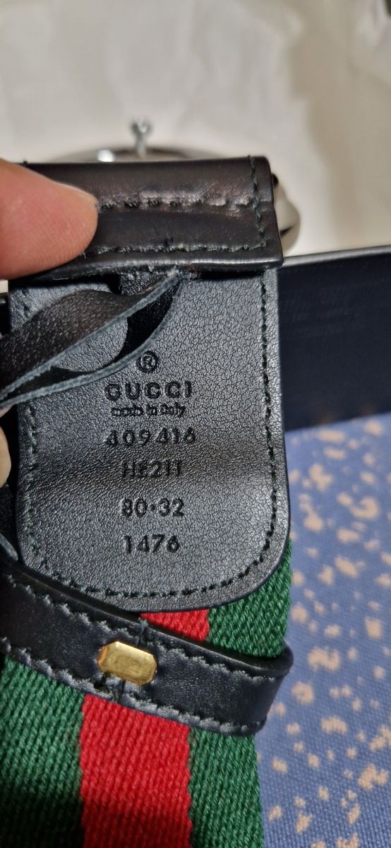 Cinturón Gucci Tribanda De Nylon Hebilla Doble GG