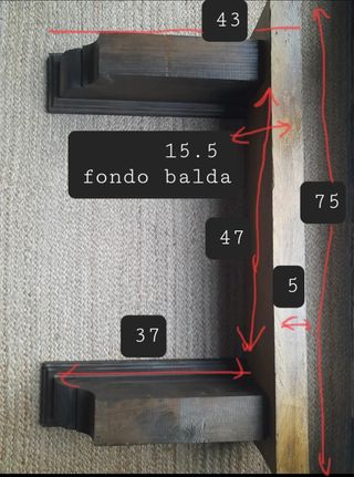 Balda chimenea o estante madera maciza rústico