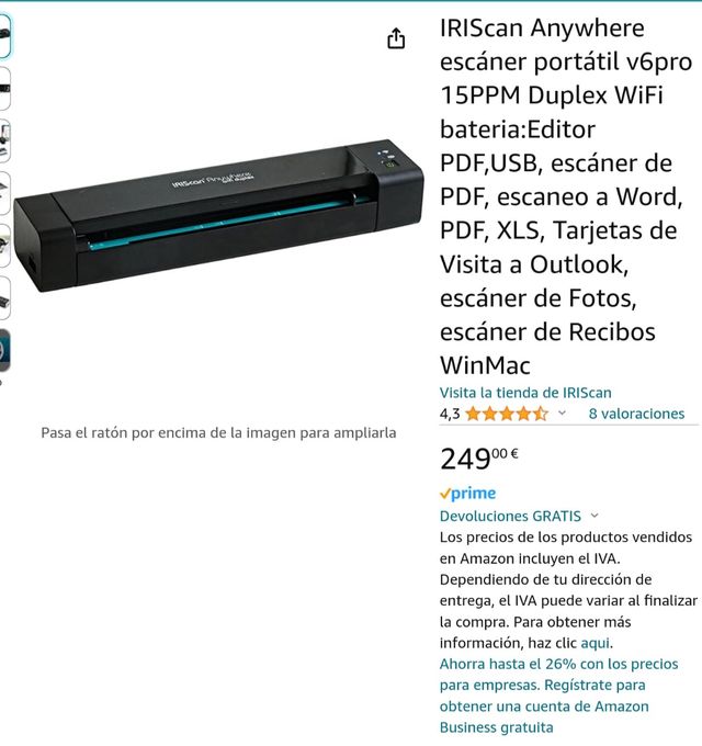 IRIScan Anywhere escáner portátil v6pro