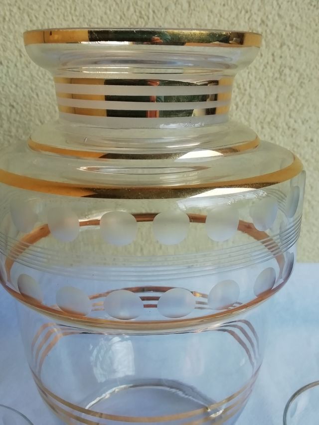 Set da liquore antico in vetro soffiato