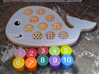 Jueguete Ballena de madera números 1-10