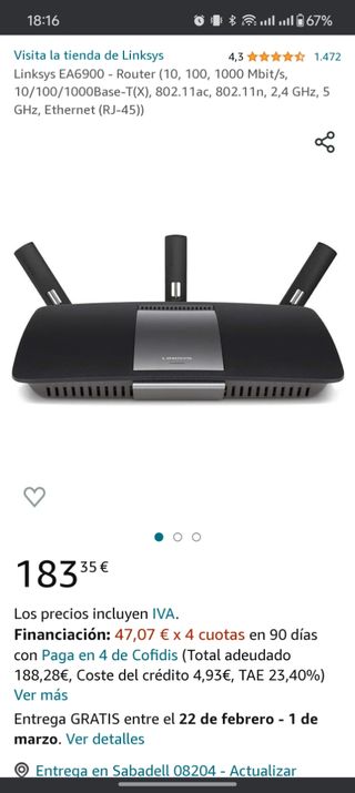 Smart Wifi Router LinkSys EA6900
