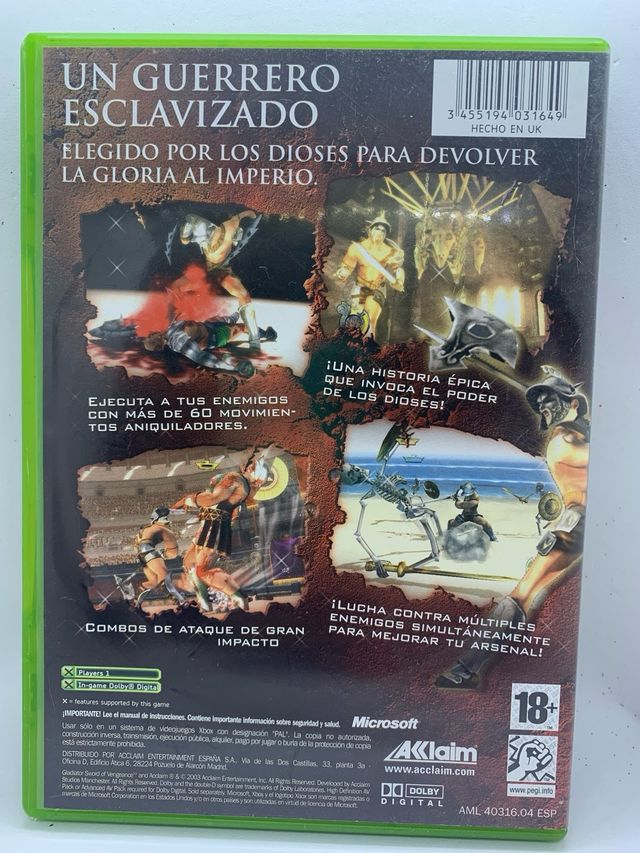 Gladiator Sword Vengeance Xbox COMPLETO
