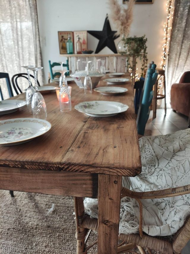 Mesa granja 2,50 metros madera maciza