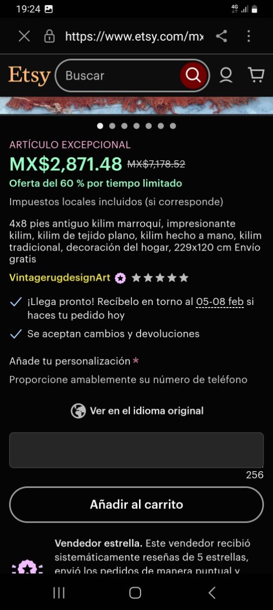 ALFOMBRA KILIM PERSA HECHA A MANO