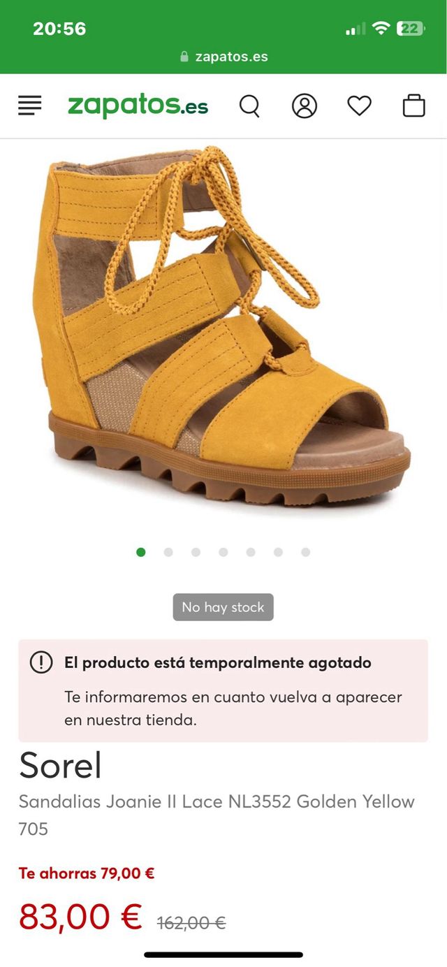 sandalias sorel amarillo