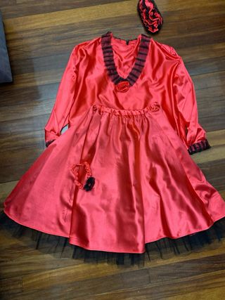 Disfraz can can rojo . Talla 40