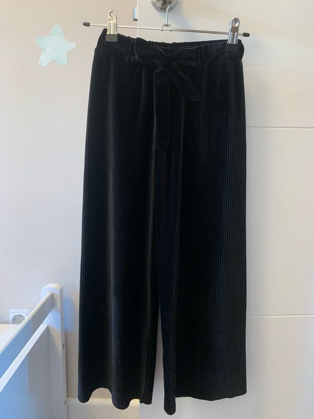 Pantalon palazzo para niña de tercioelo negro