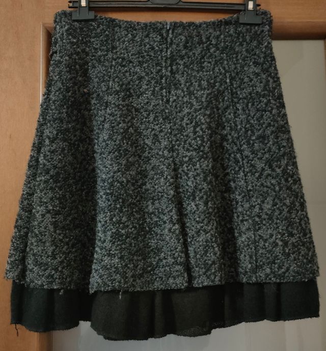 Gonna melange grigio/nero in lana