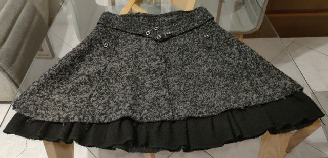 Gonna melange grigio/nero in lana