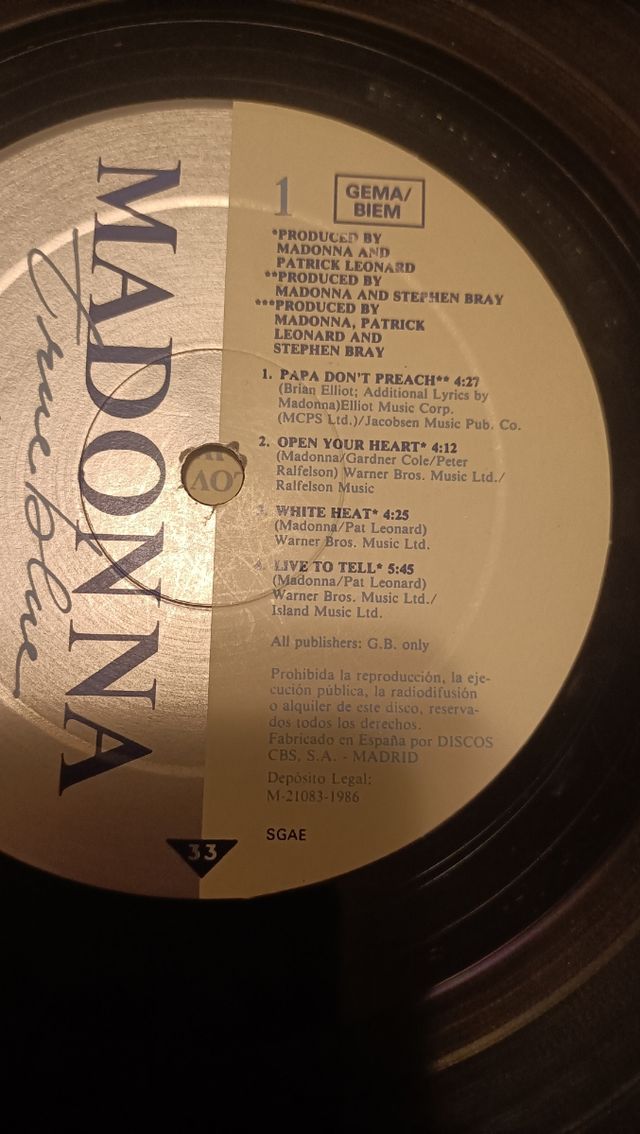 Disco vinilo Madonna