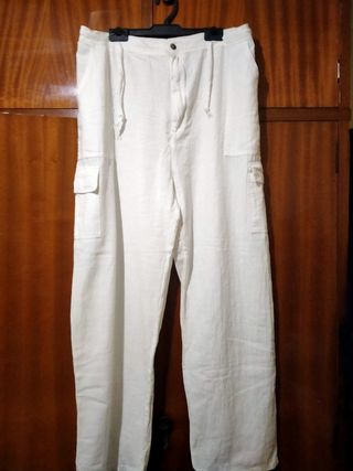 Pantalones anchos de lino de mujer 
