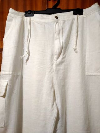 Pantalones anchos de lino de mujer 