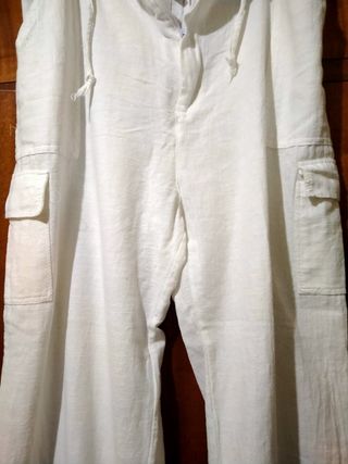 Pantalones anchos de lino de mujer 
