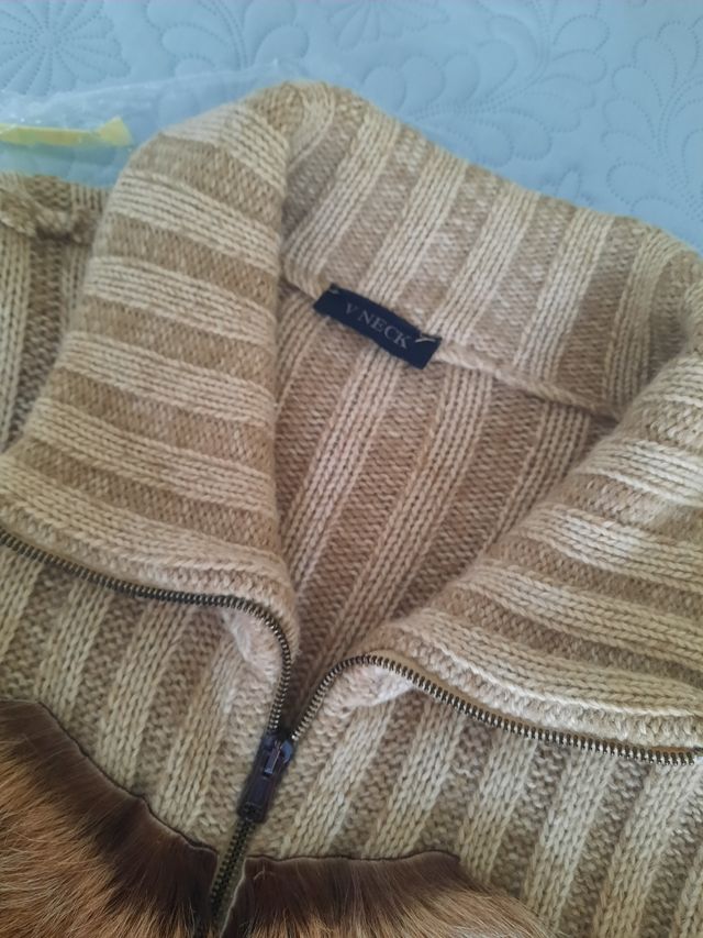 Giacca in lana e pelliccia vera Vneck unisex