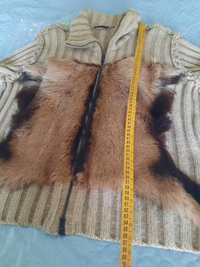 Giacca in lana e pelliccia vera Vneck unisex