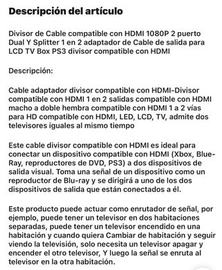Cable para duplicar 2 pantallas HDMI