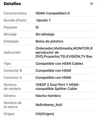 Cable para duplicar 2 pantallas HDMI