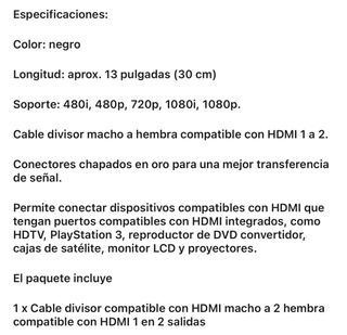 Cable para duplicar 2 pantallas HDMI