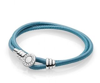 PULSERA CUERO AZUL Y CIRCONITAS ORIGINAL PANDORA