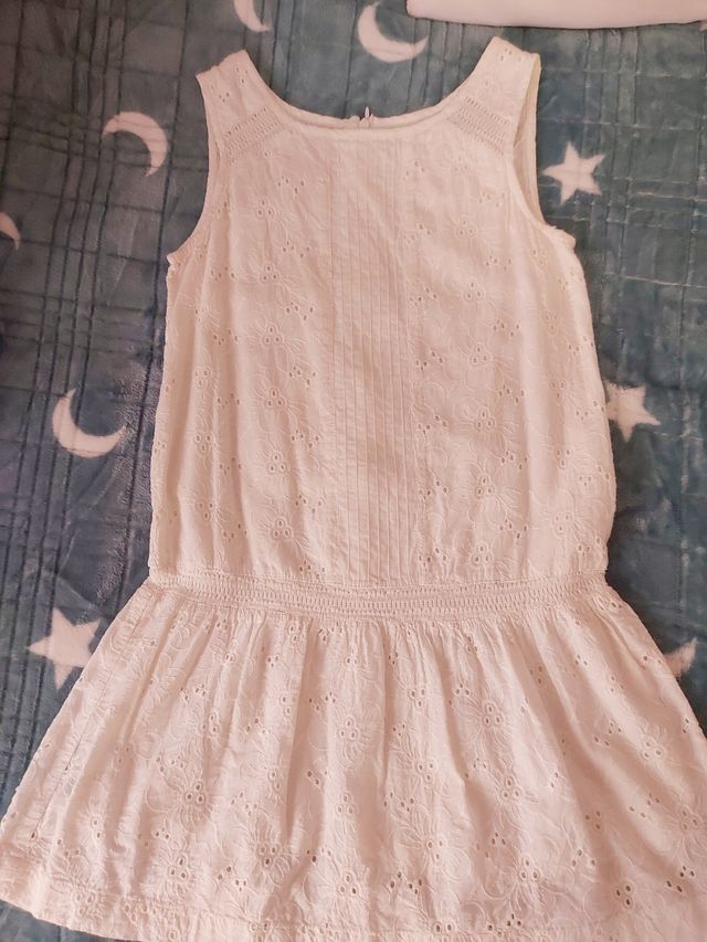 Vestido blanco perforado talla 10/11
