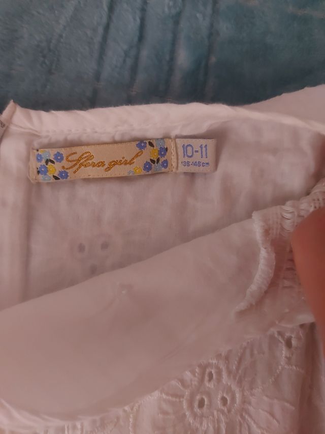 Vestido blanco perforado talla 10/11