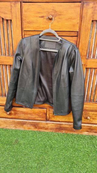 cazadora 100% piel ovina color negra massimo dutti