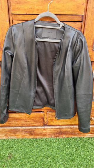 cazadora 100% piel ovina color negra massimo dutti