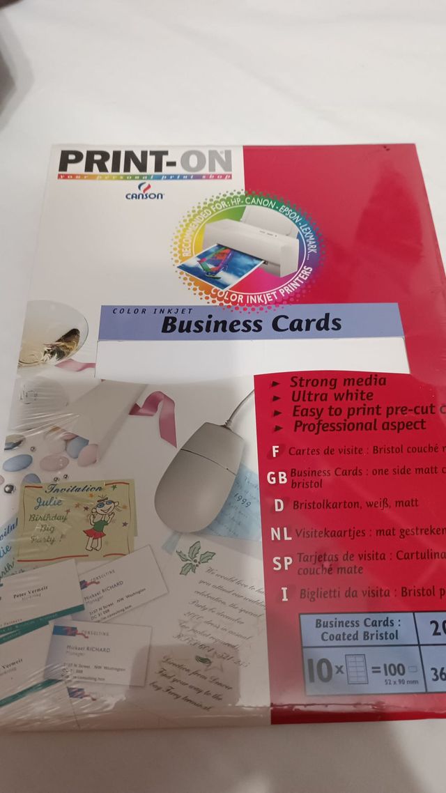 TARJETAS DE VISITA:CARTULINA BLANCA COUCHÉ MATE