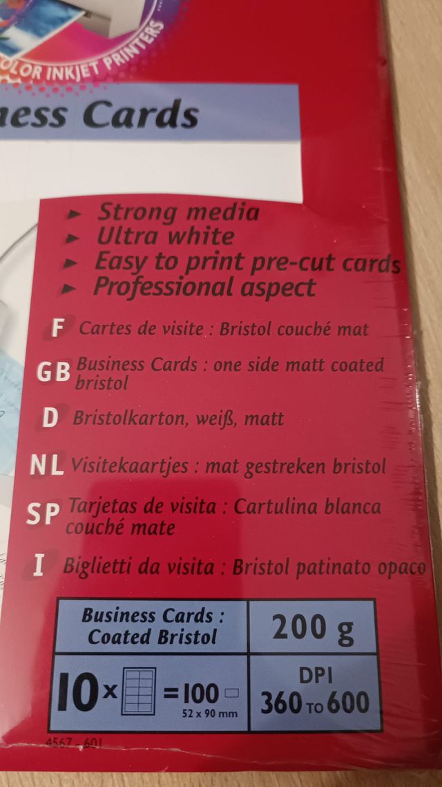 TARJETAS DE VISITA:CARTULINA BLANCA COUCHÉ MATE