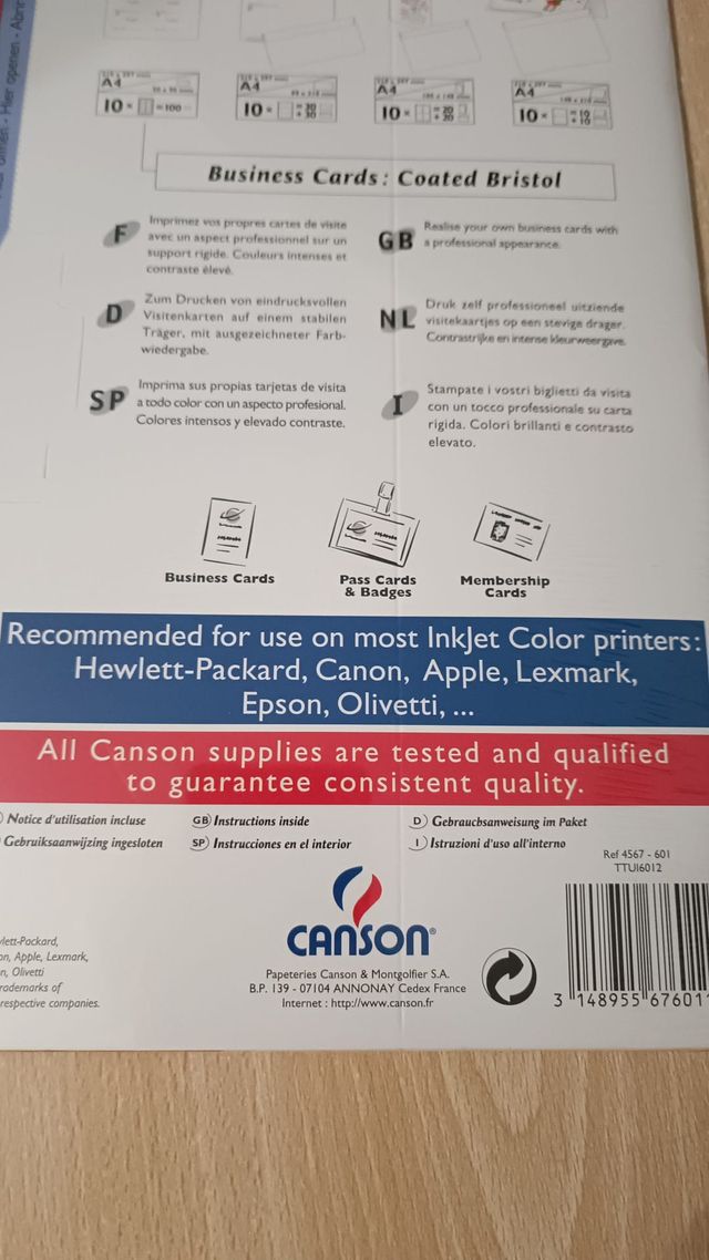 TARJETAS DE VISITA:CARTULINA BLANCA COUCHÉ MATE