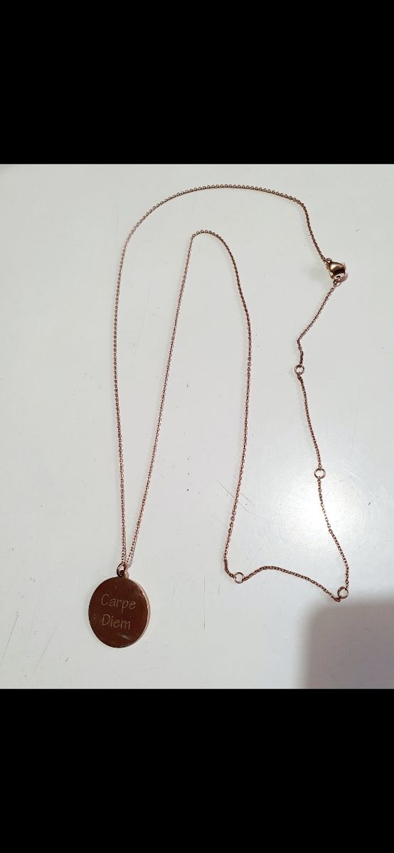 Collar Carpe Diem acero baño oro rosa