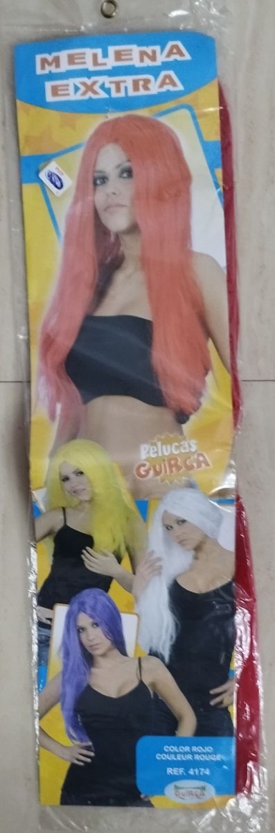 DISFRAZ PELUCA MUJER EXTRA LARGA ROJA 60 CM.NUEVA