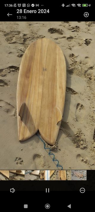 Tabla de surf de madera modelo Retro Fish 6´2.0"