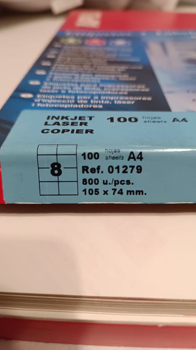 LOTE 10 HOJAS ETIQUETAS APLI (105 x 74 mm.)