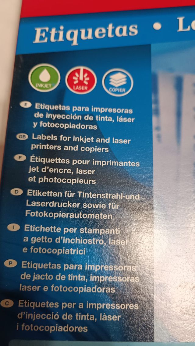 LOTE 10 HOJAS ETIQUETAS APLI (105 x 74 mm.)