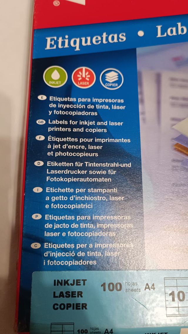 LOTE 10 HOJAS ETIQUETAS APLI ( 105 x 57 mm.)