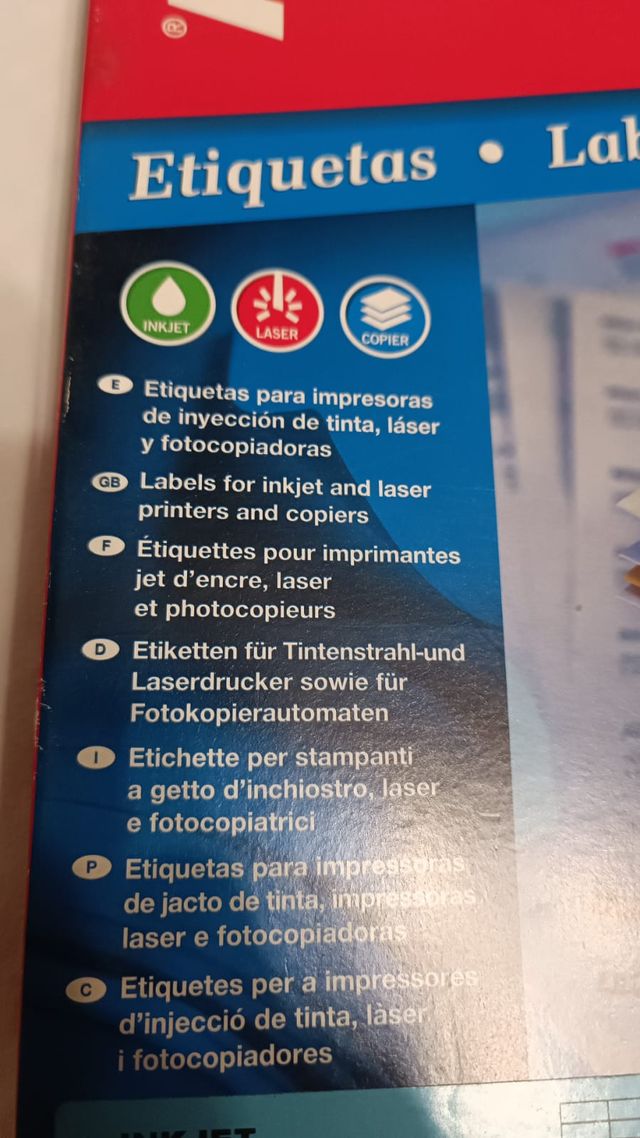 LOTE 17 HOJAS ETIQUETAS APLI (105 x 37 mm.)