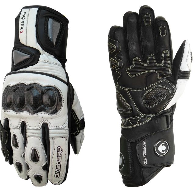 Guantes de moto de piel y carbono prx3