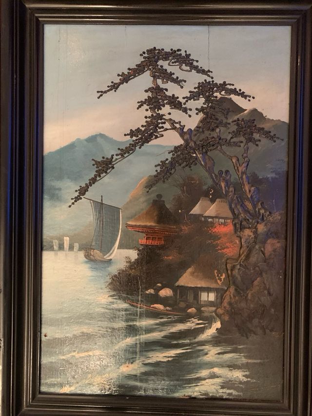 Pareja de cuadros paisajes chinos