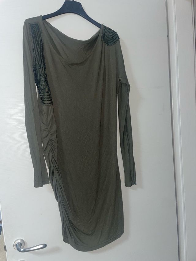 vestito paillettes drappeggiato verde