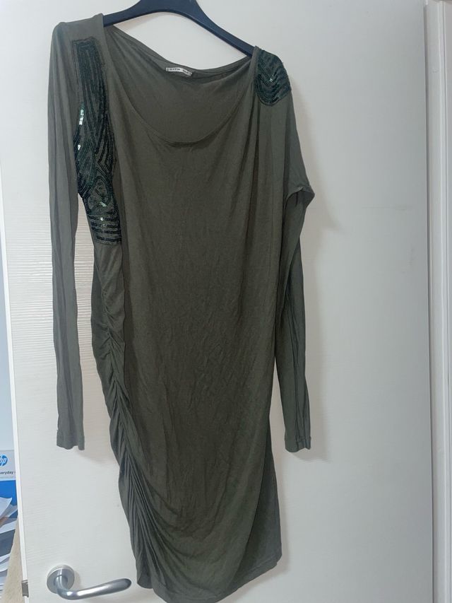 vestito paillettes drappeggiato verde